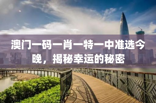 澳门一码一肖一特一中准选今晚，揭秘幸运的秘密