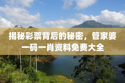 揭秘彩票背后的秘密，管家婆一码一肖资料免费大全