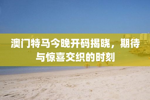 澳门特马今晚开码揭晓，期待与惊喜交织的时刻