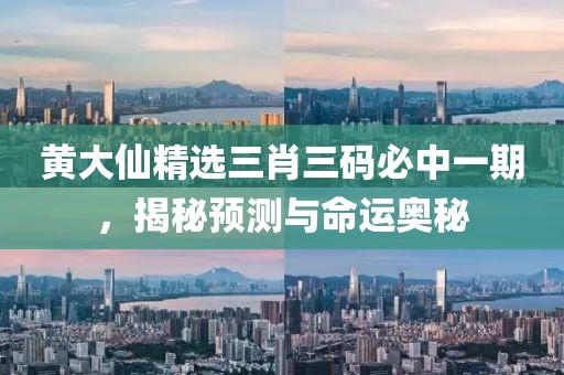 黄大仙精选三肖三码必中一期，揭秘预测与命运奥秘