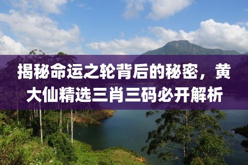 揭秘命运之轮背后的秘密，黄大仙精选三肖三码必开解析