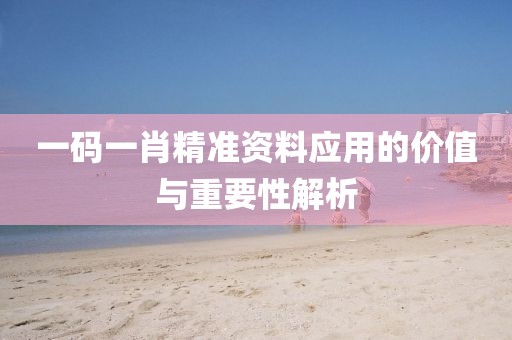 一码一肖精准资料应用的价值与重要性解析