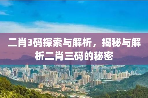 二肖3码探索与解析，揭秘与解析二肖三码的秘密
