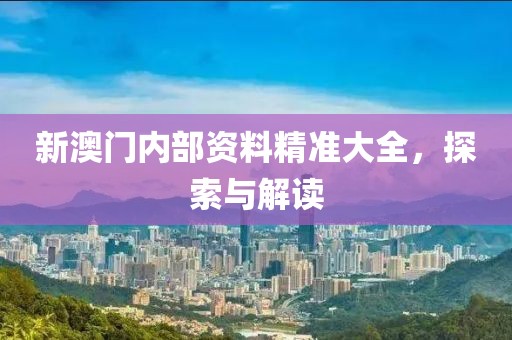 新澳门内部资料精准大全，探索与解读