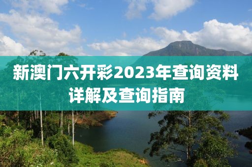 新澳门六开彩2023年查询资料详解及查询指南