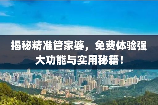 揭秘精准管家婆，免费体验强大功能与实用秘籍！