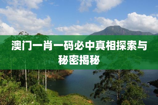 澳门一肖一码必中真相探索与秘密揭秘