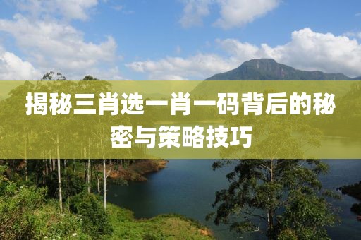 揭秘三肖选一肖一码背后的秘密与策略技巧