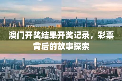 澳门开奖结果开奖记录，彩票背后的故事探索