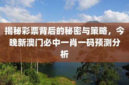 揭秘彩票背后的秘密与策略，今晚新澳门必中一肖一码预测分析