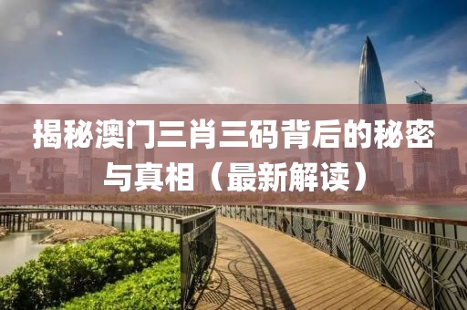 揭秘澳门三肖三码背后的秘密与真相（最新解读）