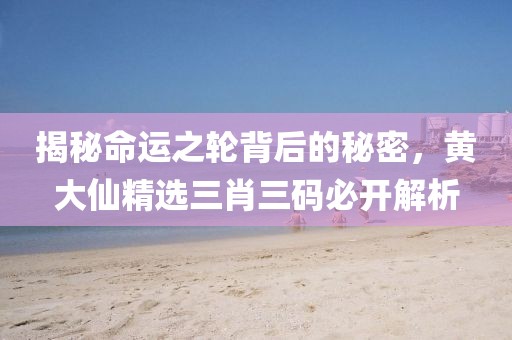 揭秘命运之轮背后的秘密，黄大仙精选三肖三码必开解析