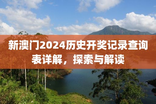 新澳门2024历史开奖记录查询表详解，探索与解读