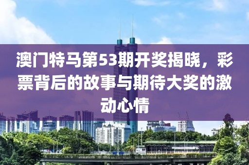 澳门特马第53期开奖揭晓，彩票背后的故事与期待大奖的激动心情