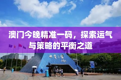 澳门今晚精准一码，探索运气与策略的平衡之道