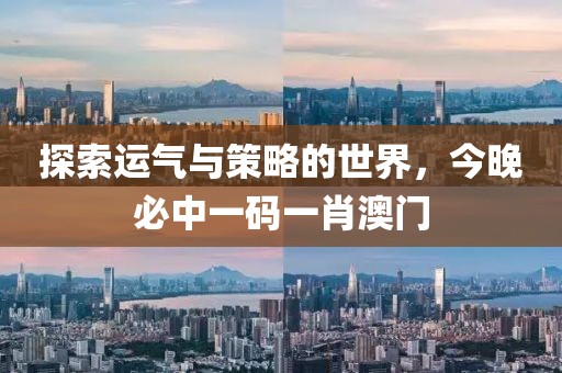 探索运气与策略的世界，今晚必中一码一肖澳门