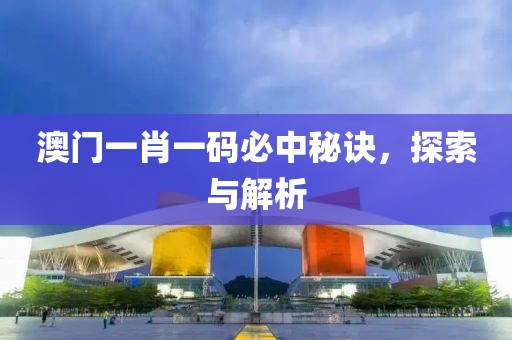 澳门一肖一码必中秘诀，探索与解析