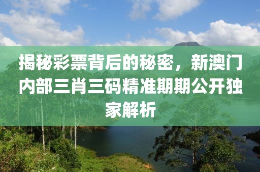 揭秘彩票背后的秘密，新澳门内部三肖三码精准期期公开独家解析