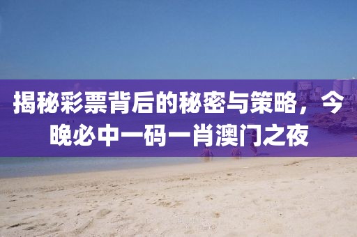 揭秘彩票背后的秘密与策略，今晚必中一码一肖澳门之夜