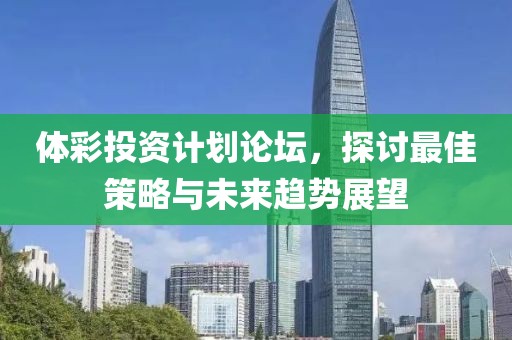 体彩投资计划论坛，探讨最佳策略与未来趋势展望