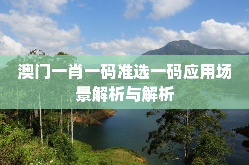 澳门一肖一码准选一码应用场景解析与解析