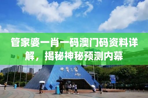 管家婆一肖一码澳门码资料详解，揭秘神秘预测内幕