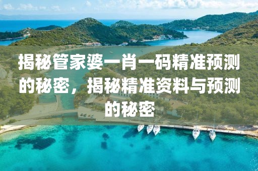 揭秘管家婆一肖一码精准预测的秘密，揭秘精准资料与预测的秘密