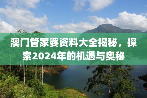 澳门管家婆资料大全揭秘，探索2024年的机遇与奥秘