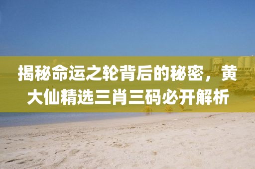 揭秘命运之轮背后的秘密，黄大仙精选三肖三码必开解析