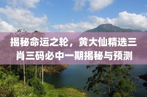 揭秘命运之轮，黄大仙精选三肖三码必中一期揭秘与预测
