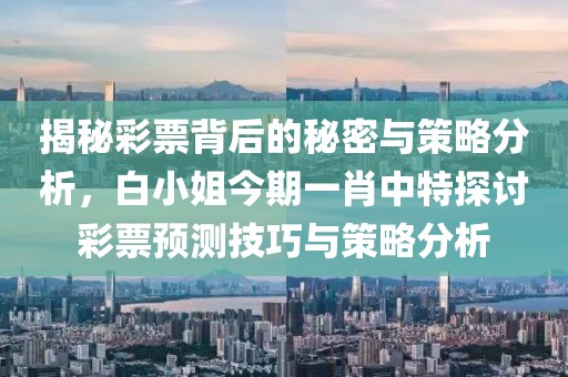 揭秘彩票背后的秘密与策略分析，白小姐今期一肖中特探讨彩票预测技巧与策略分析