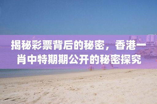 揭秘彩票背后的秘密，香港一肖中特期期公开的秘密探究