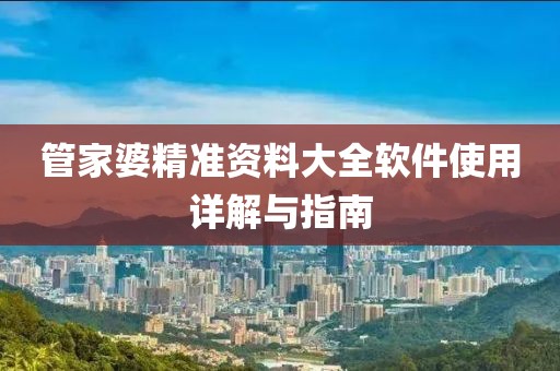 管家婆精准资料大全软件使用详解与指南