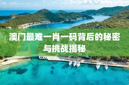 澳门最难一肖一码背后的秘密与挑战揭秘