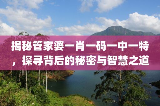揭秘管家婆一肖一码一中一特，探寻背后的秘密与智慧之道