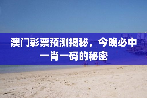 澳门彩票预测揭秘，今晚必中一肖一码的秘密
