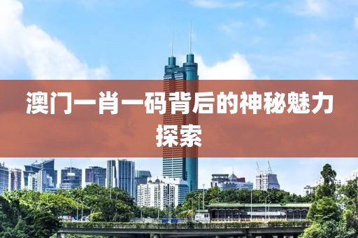 澳门一肖一码背后的神秘魅力探索