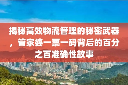 揭秘高效物流管理的秘密武器，管家婆一票一码背后的百分之百准确性故事