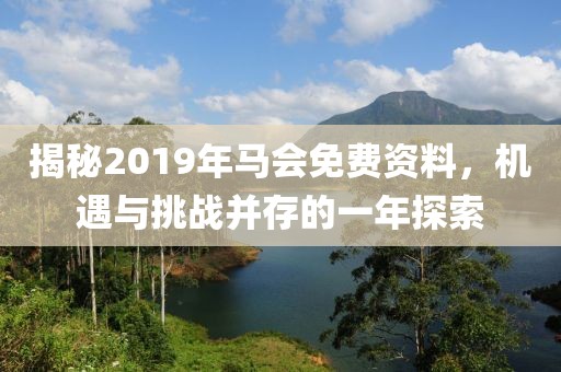 揭秘2019年马会免费资料，机遇与挑战并存的一年探索