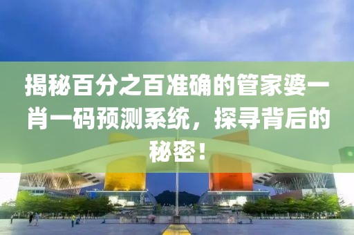 管家婆一肖一码100%准确一
