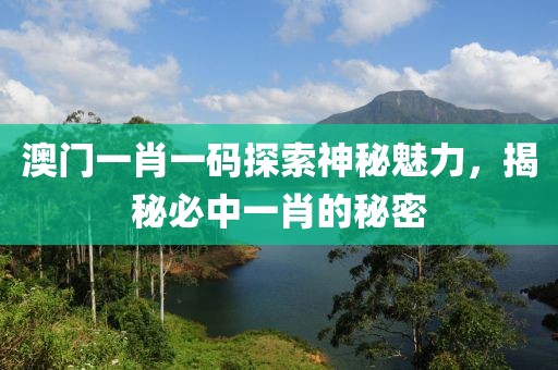 澳门一肖一码探索神秘魅力，揭秘必中一肖的秘密