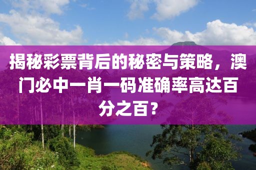 揭秘彩票背后的秘密与策略，澳门必中一肖一码准确率高达百分之百？