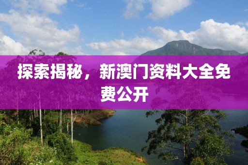 探索揭秘，新澳门资料大全免费公开