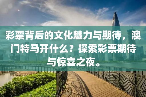彩票背后的文化魅力与期待，澳门特马开什么？探索彩票期待与惊喜之夜。