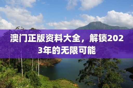 澳门正版资料大全，解锁2023年的无限可能