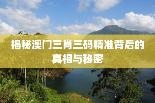 揭秘澳门三肖三码精准背后的真相与秘密