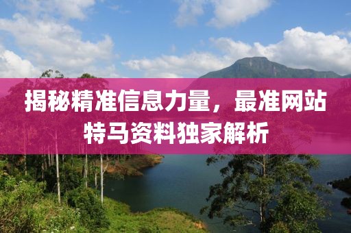 揭秘精准信息力量，最准网站特马资料独家解析