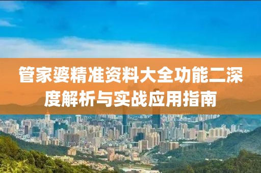 管家婆精准资料大全功能二深度解析与实战应用指南
