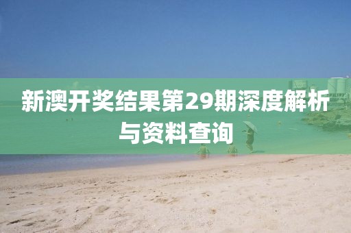 新澳开奖结果第29期深度解析与资料查询