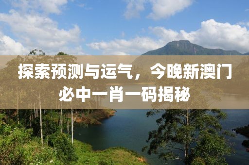 探索预测与运气，今晚新澳门必中一肖一码揭秘